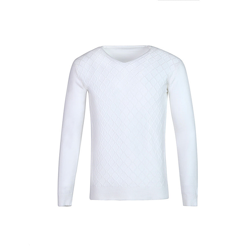 Herren Pullover V-Ausschnitt Struktur Muster Trendig