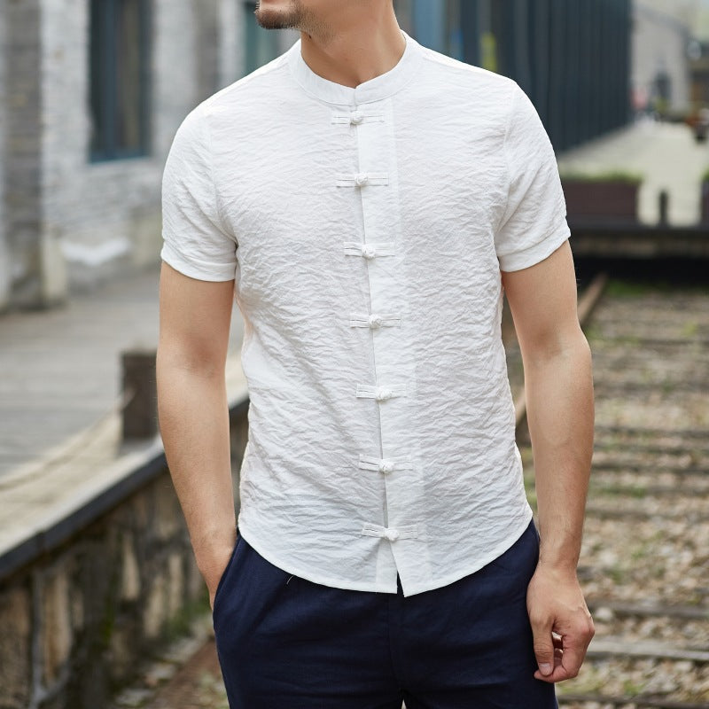 Herren Kurzarmhemden Modern Stilvoll Knopfdetails
