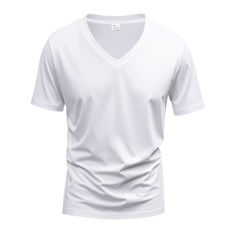 Herren T-Shirt V-Ausschnitt atmungsaktiv Schnelltrocknend Baumwolle
