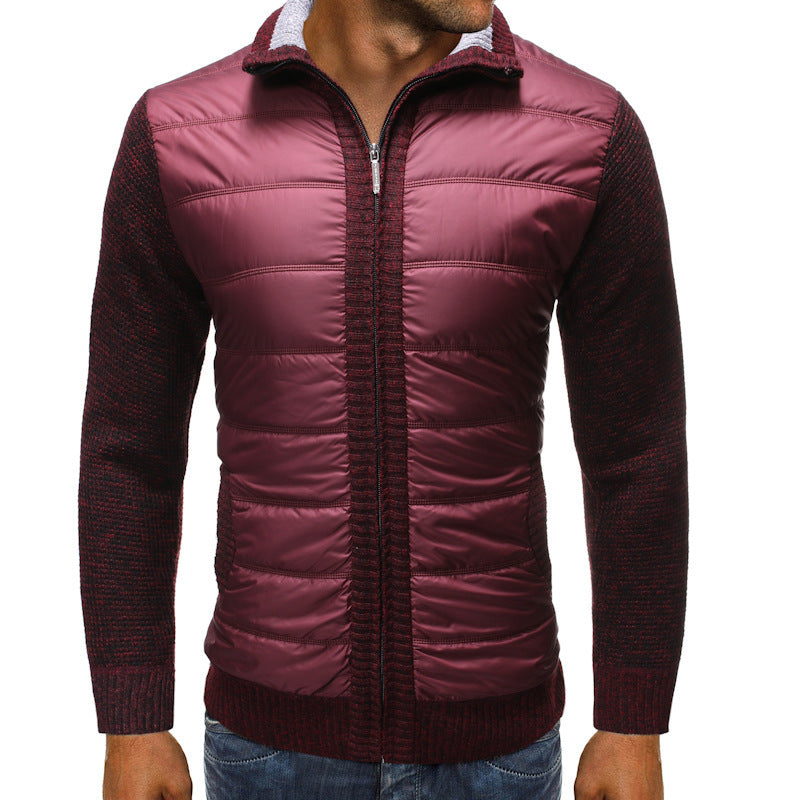 Herren Strickjacke Modern Gesteppt Schwarzwarm