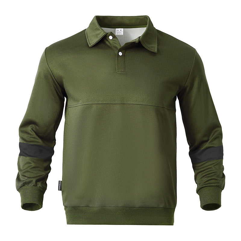 Herren Langarm-Polo Sportlich Modern Kontrastärmel