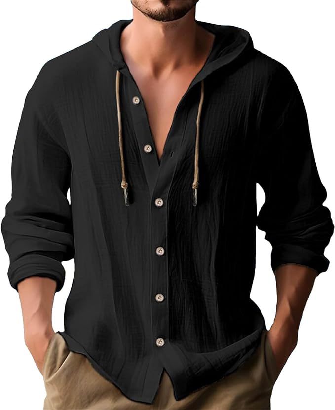Herren Langarmhemd mit Kapuze Modern Trendy
