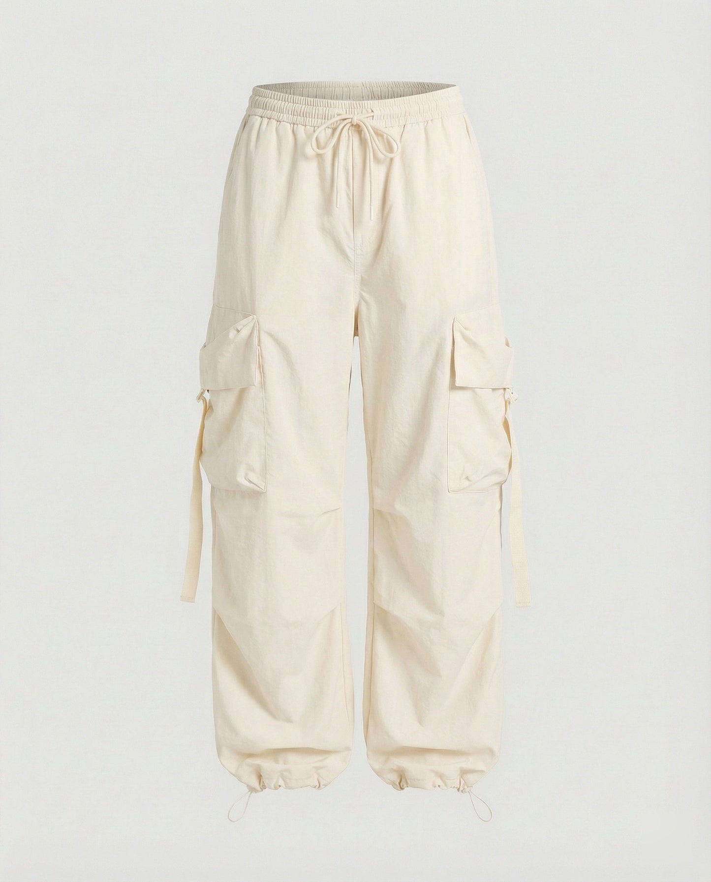 Weite Damen Cargo-Hose mit Elastikbund und Kordelzug