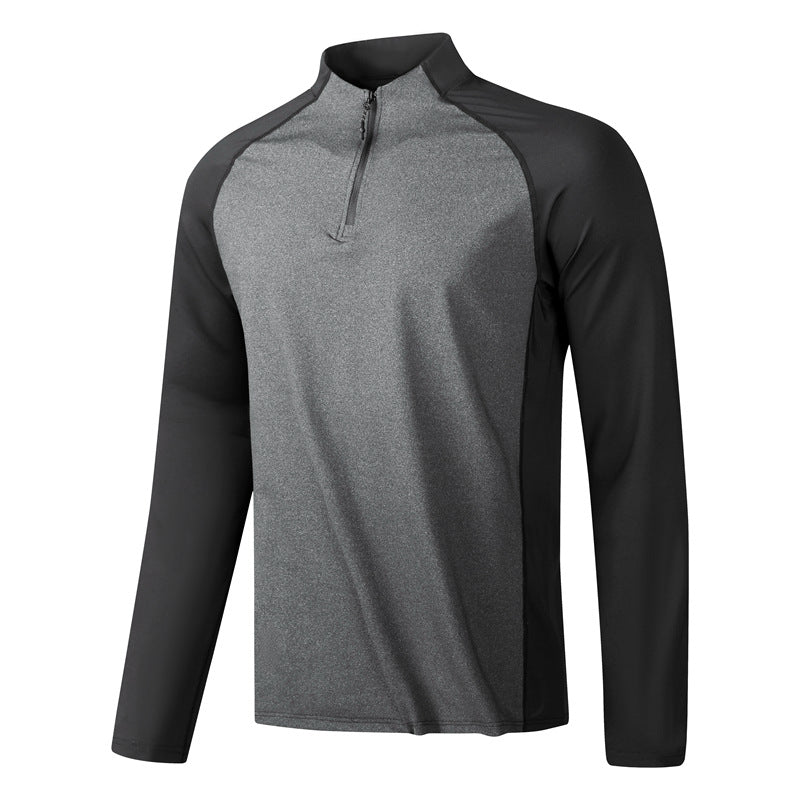 Herren Langarmshirt Funktionell Stehkragen Reißverschluss Sportlich