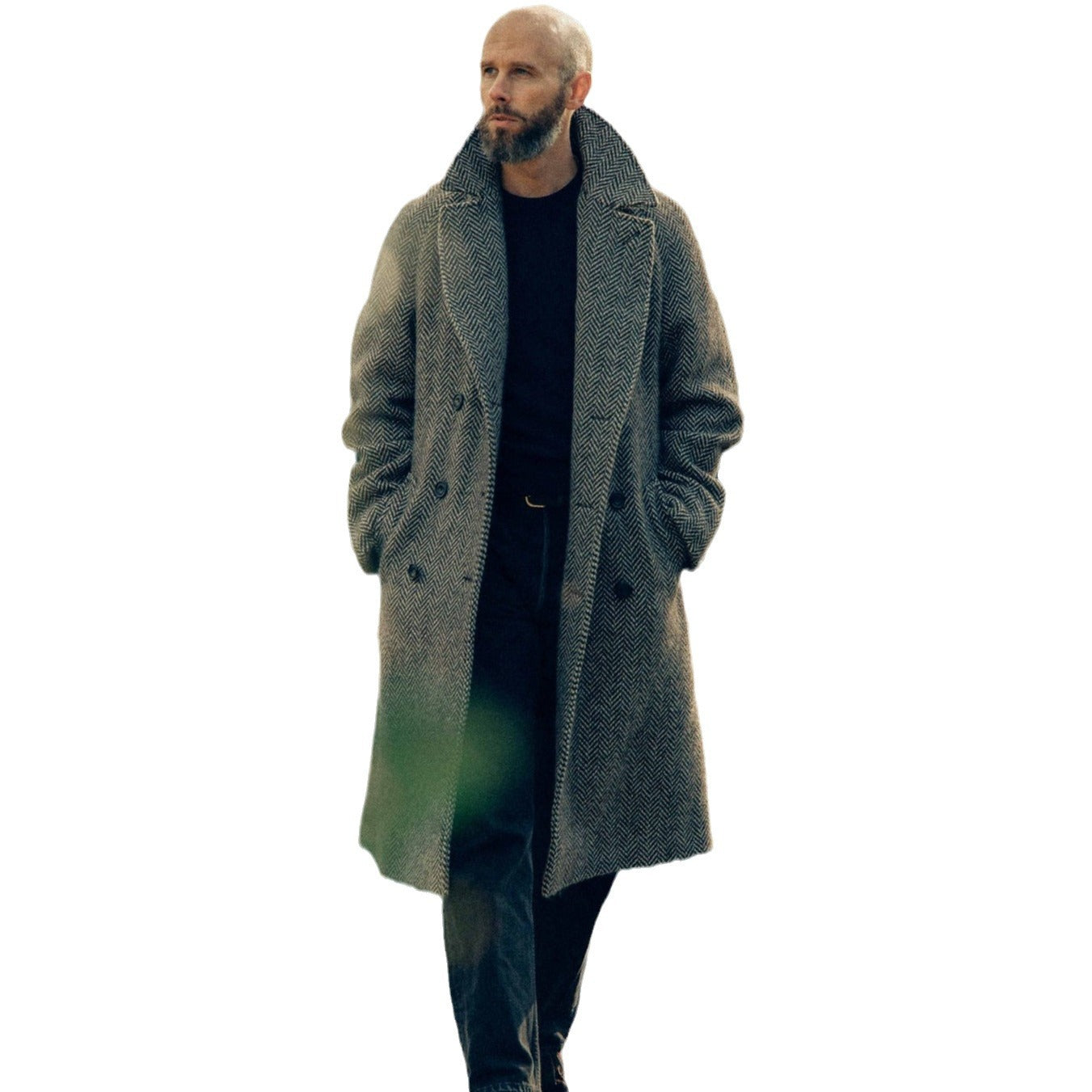 Herren Wollmantel mit schickem Fischgrätmuster BerlinGlamour ist ein stylisher und moderner Schmuckkasten, der für den städtischen Alltag geeignet ist. Mit seinem sch