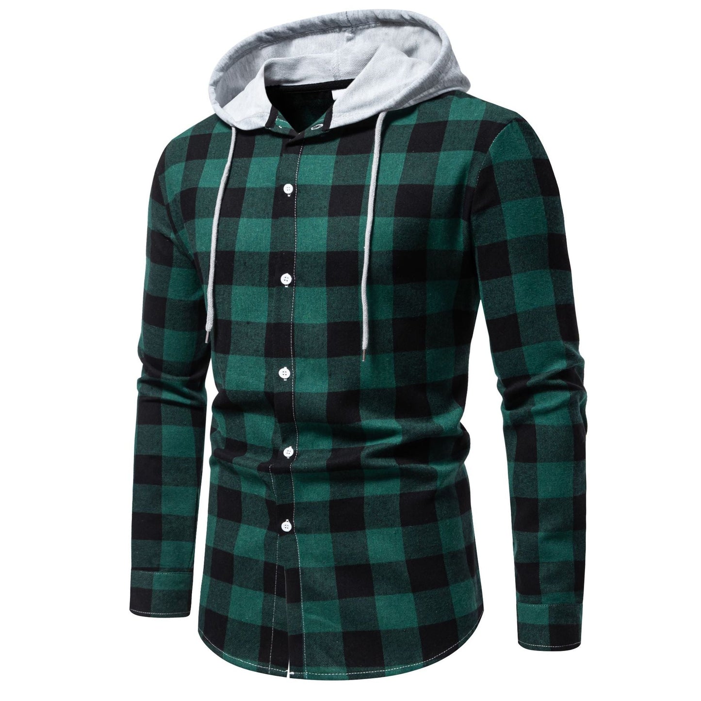 Herren Karo-Hemdjacke Modern mit Kapuze und Hoodie Style