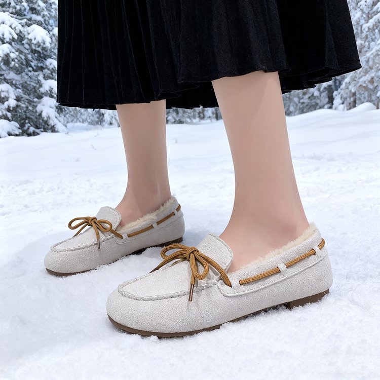 Damen Mokassins Warmfutter Elegante Schnürung