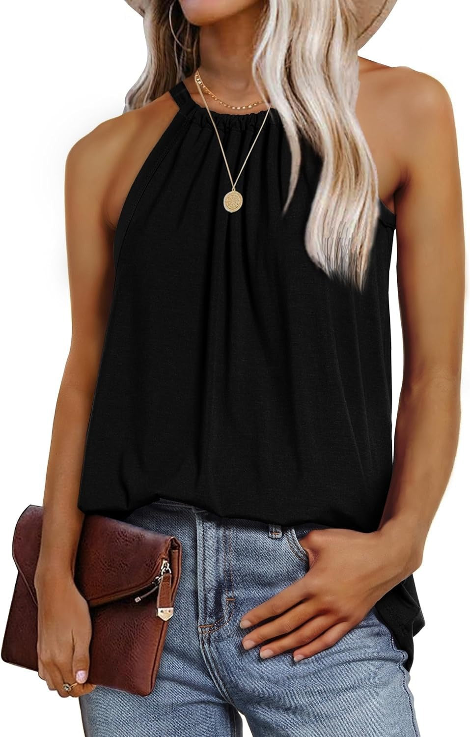 Damen Halterneck-Top Lässig Fließend Verstellbar