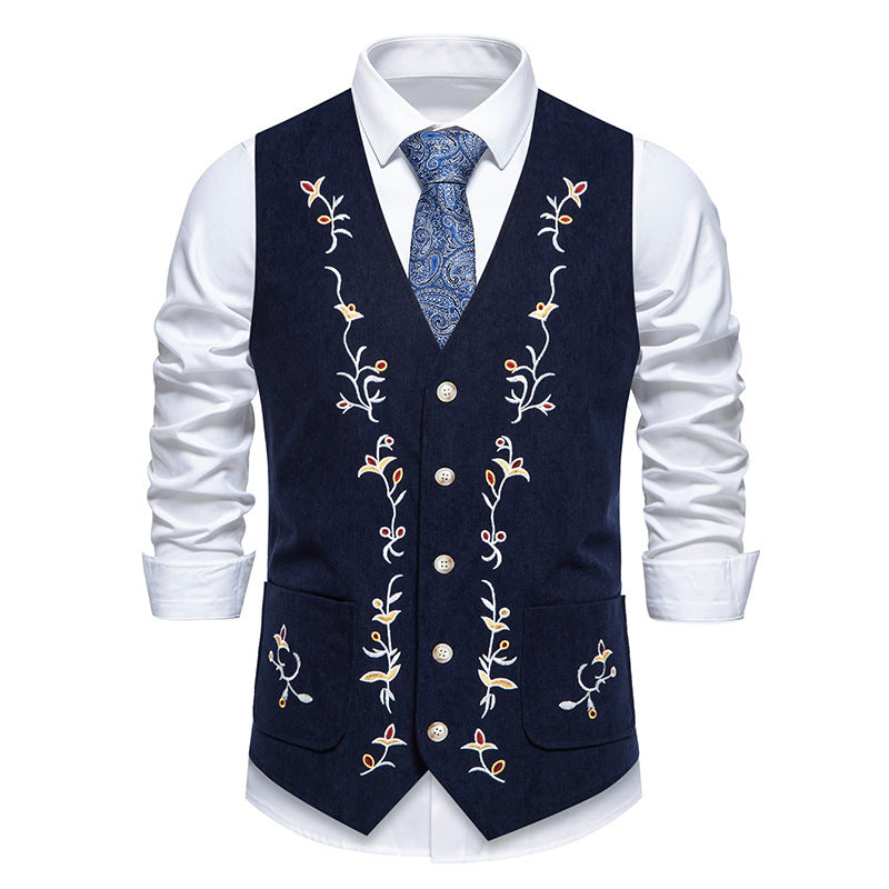 Herren Weste Elegant Floral Stickdesign Modern