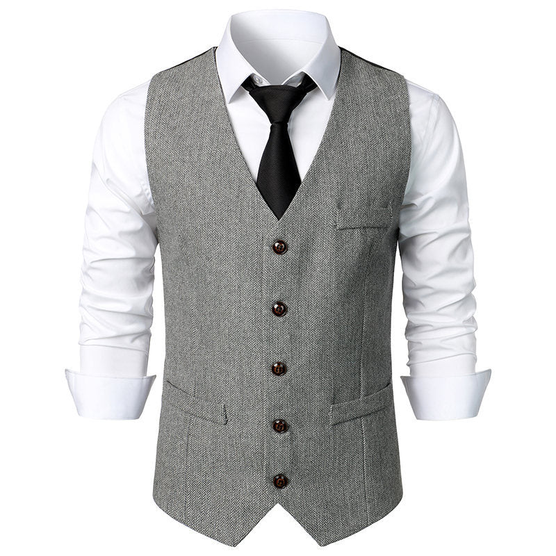Herren Anzugweste Elegant Hahnentritt Muster Slim Fit