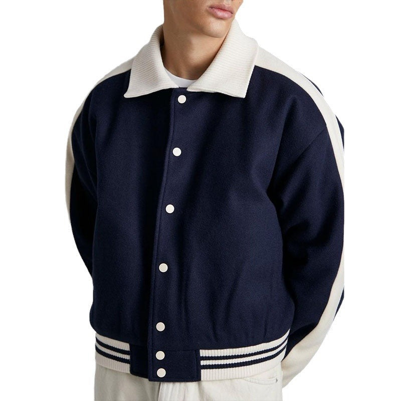 Herren Lederjacke Lässig Modern Mit Kontrast Ärmeln