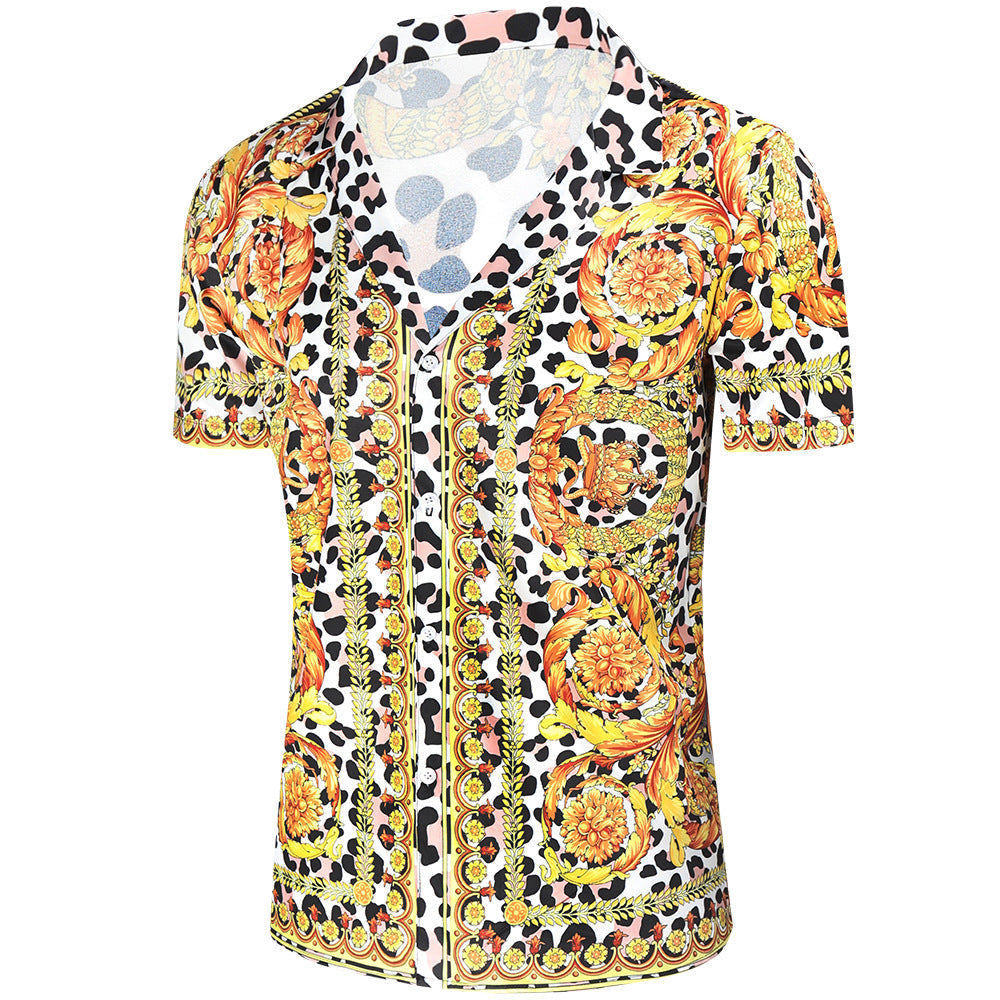 Herren Kurzarmhemd Modern mit buntem Druck und stylischem Design