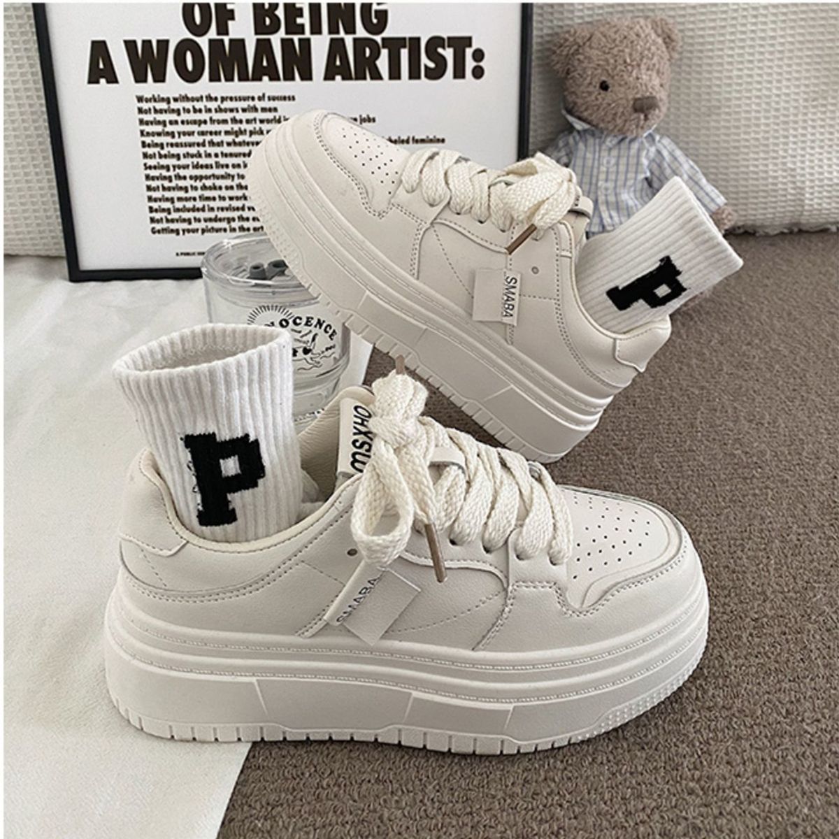Damen Sneaker Plattform Bequem Modern