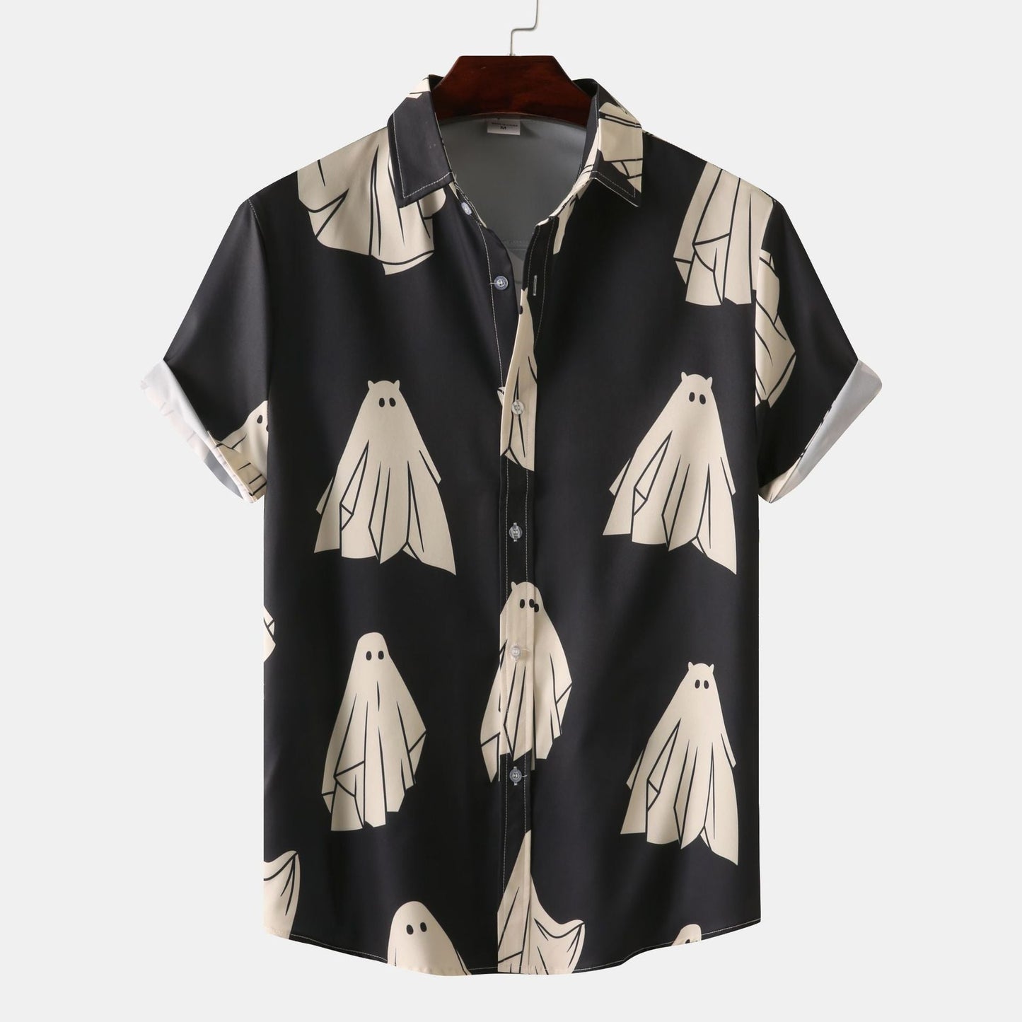 Herren Hemd Kurzarm Totenkopf Blumenmuster trendy