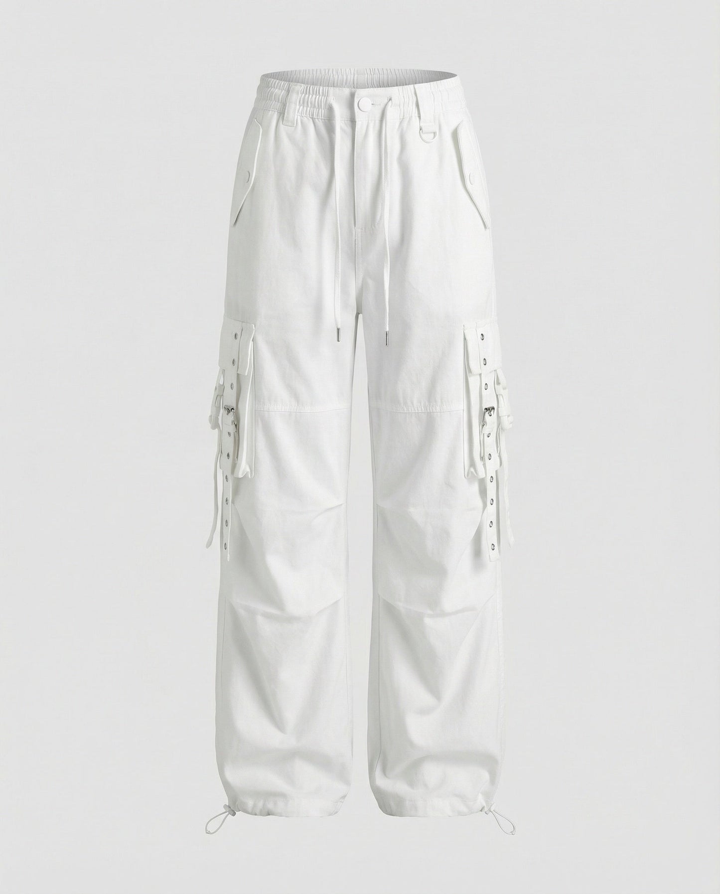 Damen Palazzo Hose Weite Bein mit Kordelbund und Taschen