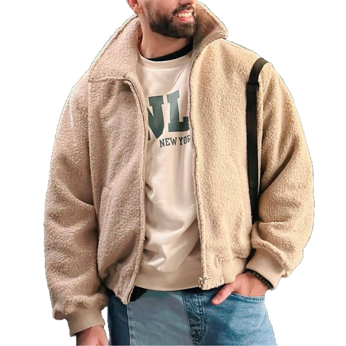 Herren Fleecejacke Warm Kuschelig mit Taschen