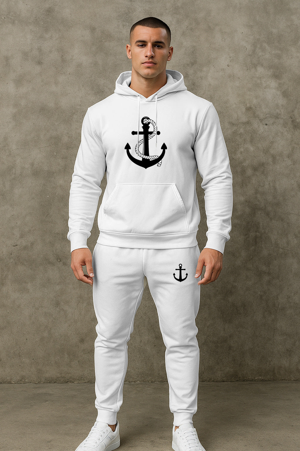 Herren Hoodie Set Maritim Anker Design Sportlich