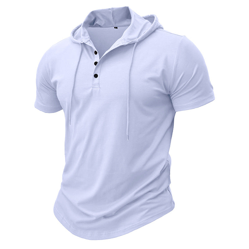 Herren Polo Kurzarm mit Kapuze Modern Sportlich