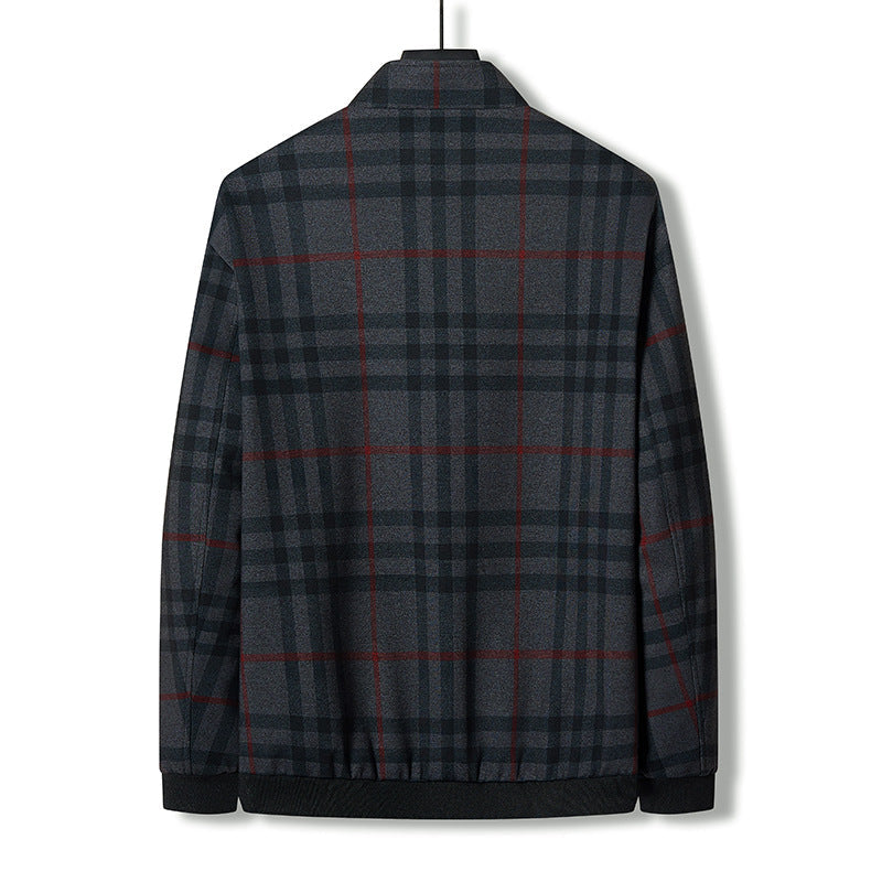 Herren Übergangsjacke Kariert Reißverschluss Modern