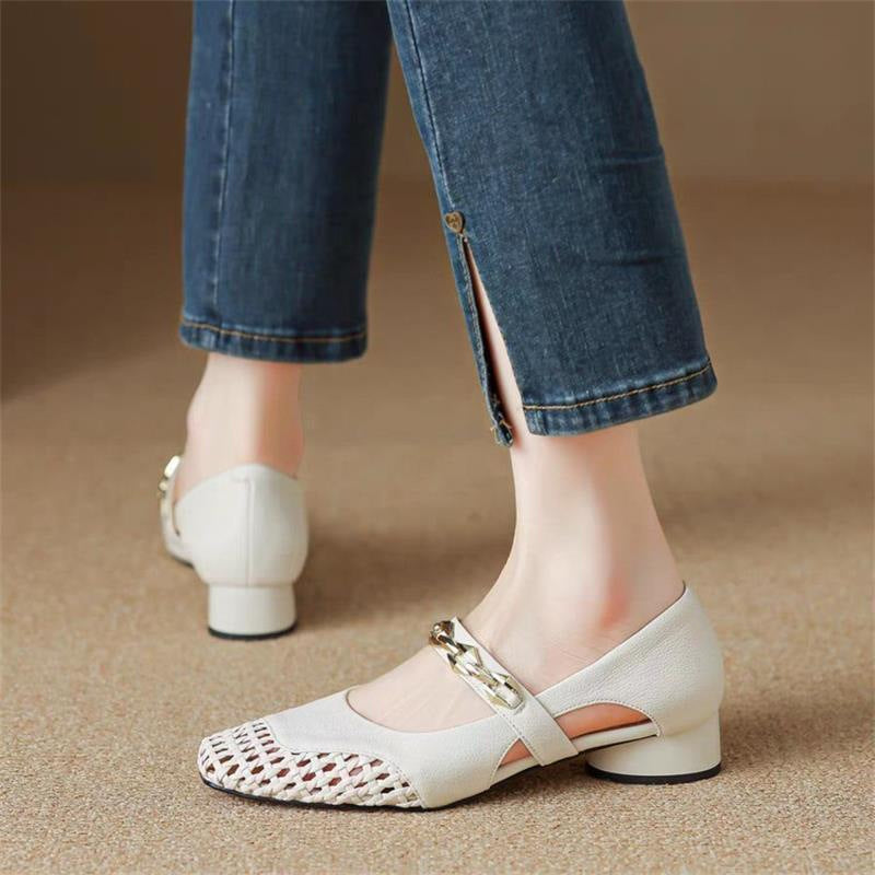 Damen Ballerinas Elegante Riemchen Schuhe Absatz
