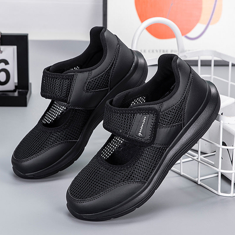 Damen Sneaker Sportlich Atmungsaktiv Netzdesign Schwarz