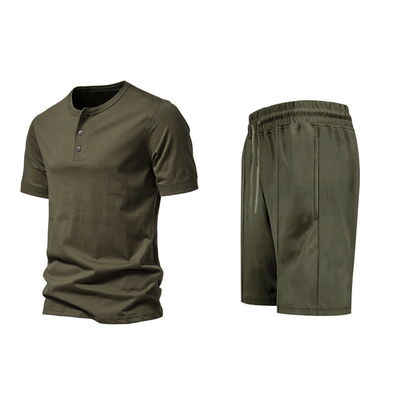 Herren Sportset bequem knöpfbare Oberteil und Freizeit Shorts