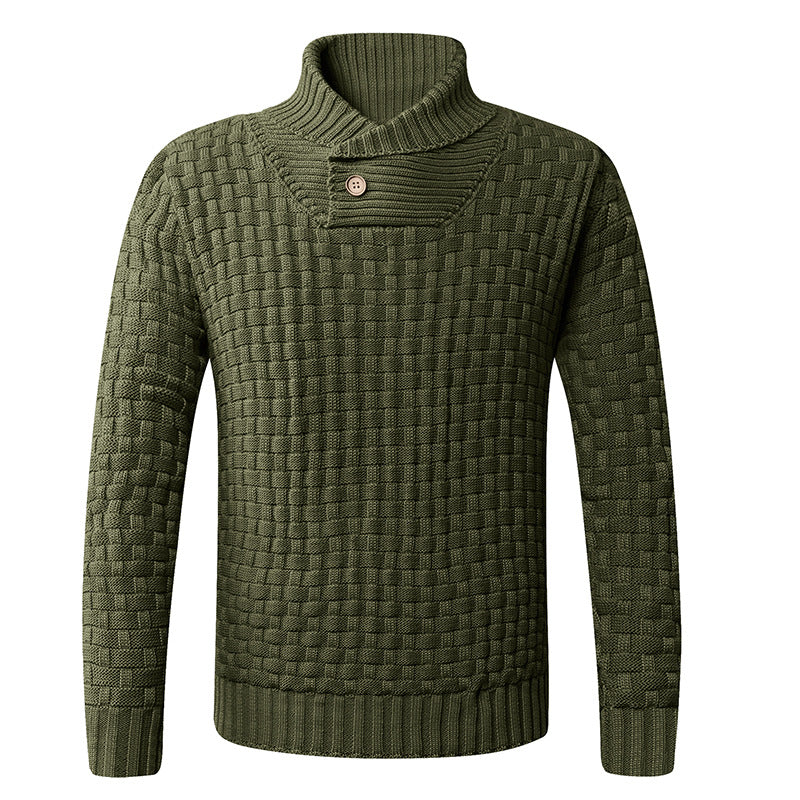 Herren Strickpullover Modern Schalkragen Knopf Detail Eleganz