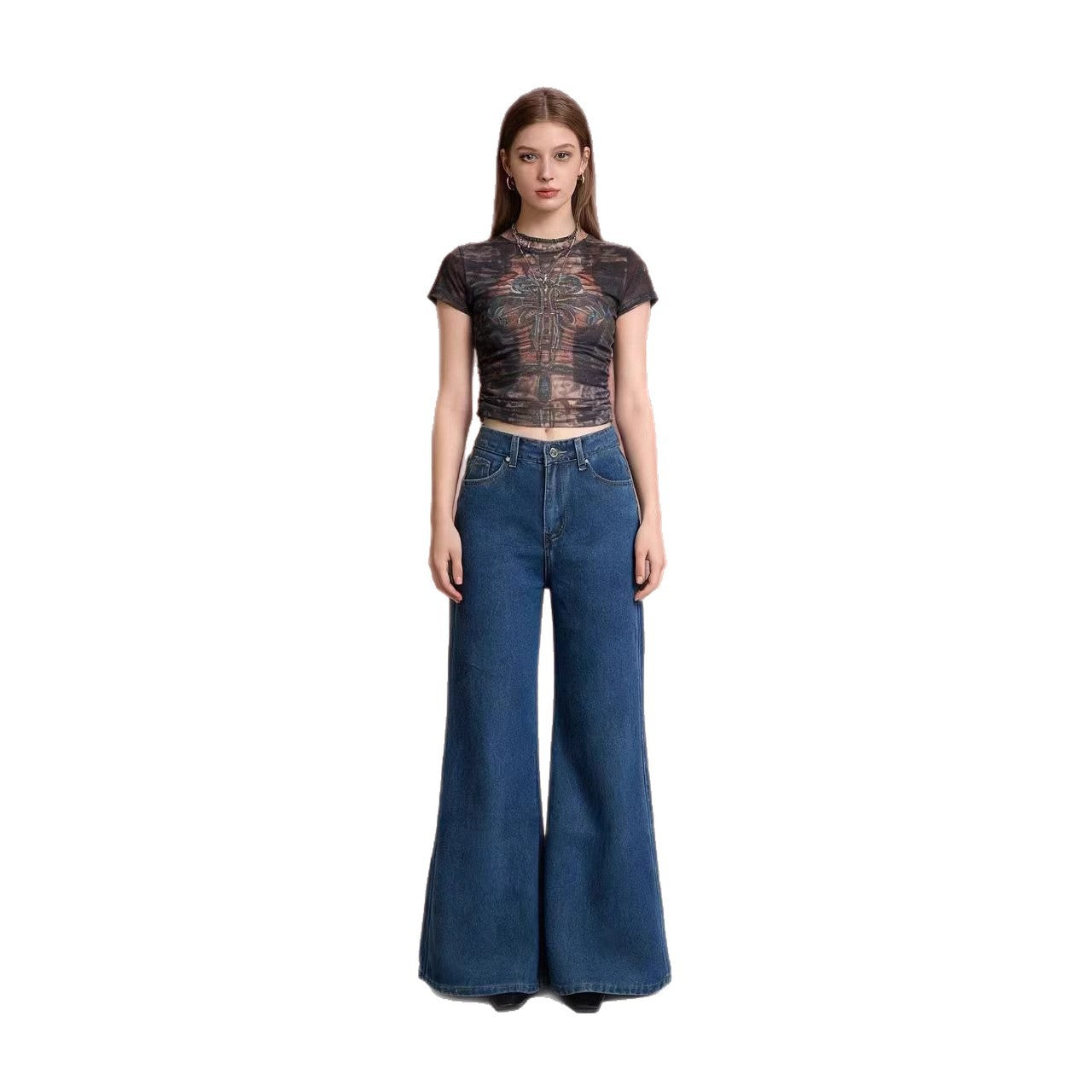 Damen Jeans Weite Bequem Elegant Schnitt