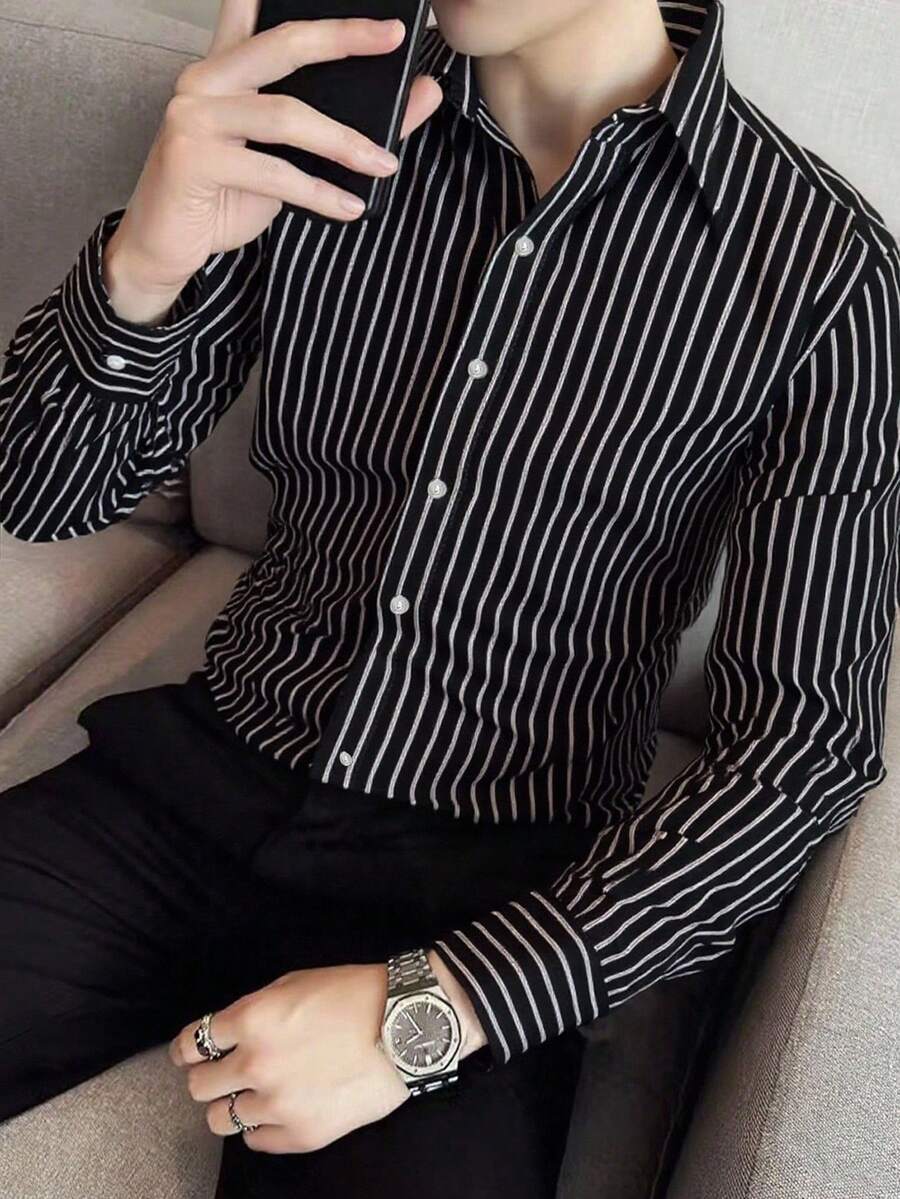 Herren Hemd Modern Streifen Slim Fit
