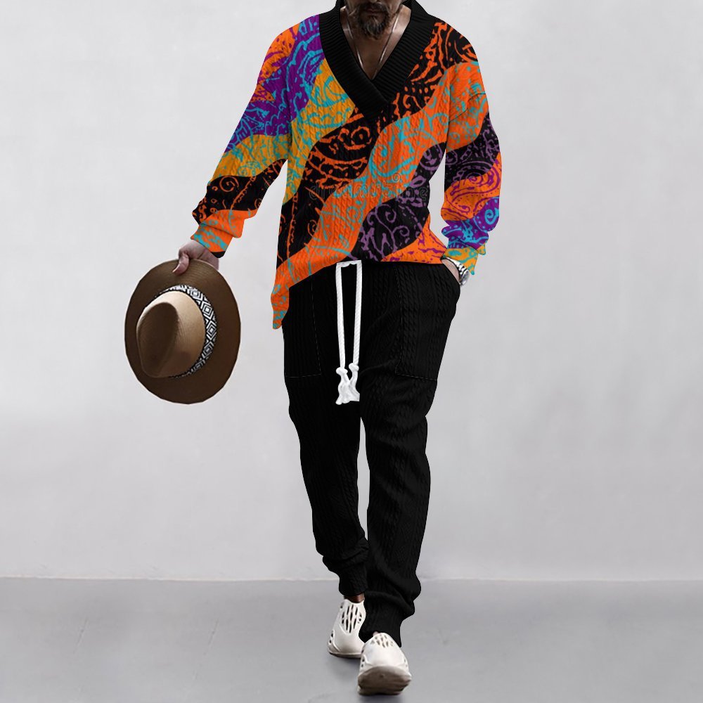 Herren Sommeroutfit mit Palmen Motiv Jogginghose Atmungsaktiv
