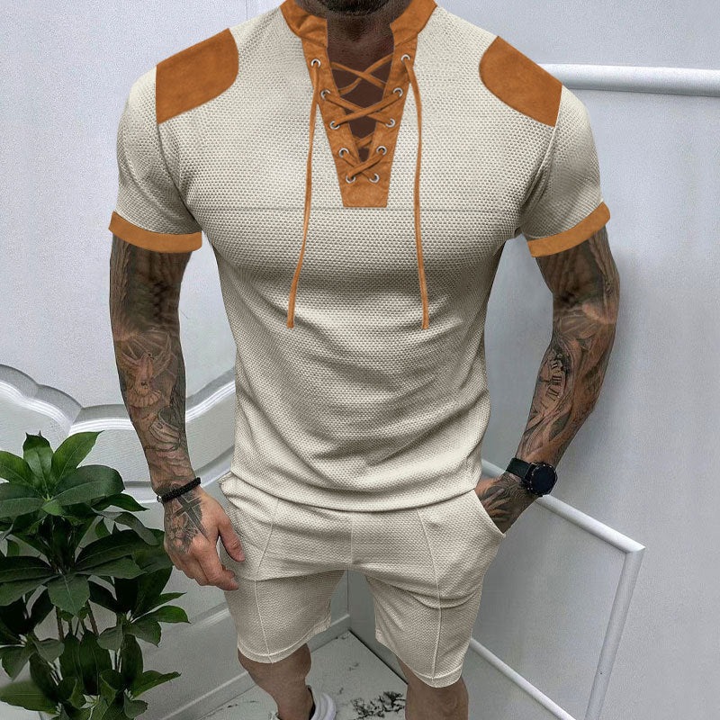 Herren Kurzarm-Set Modern Elastisch Schnür-Design