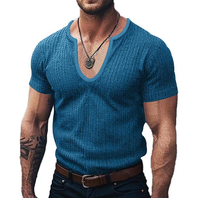Herren Pulli Kurzarm V-Ausschnitt Modern Casual