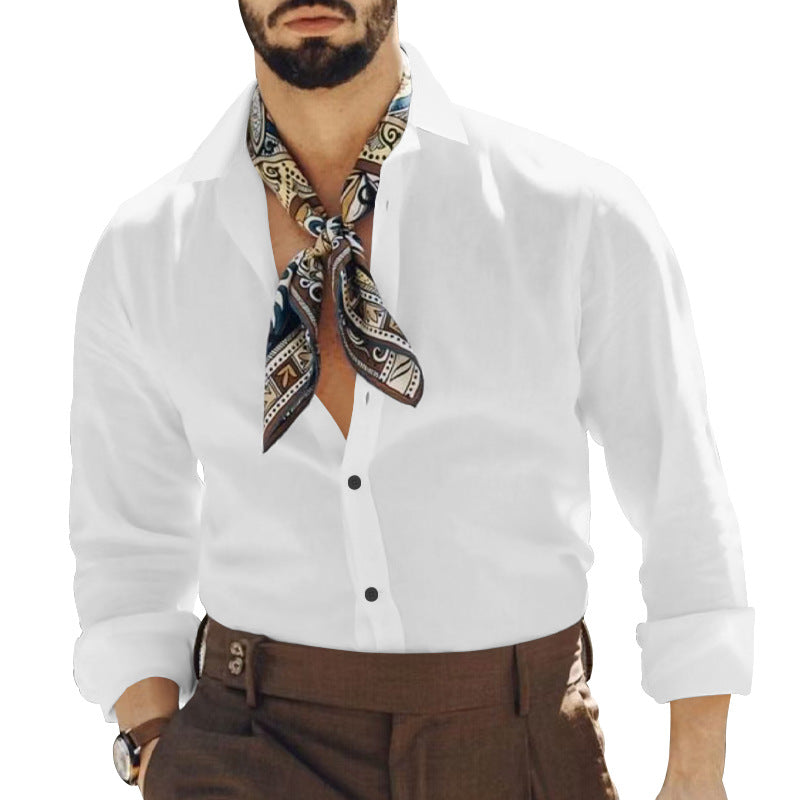 Herren Langarmhemd Modern Elegant mit V-Ausschnitt