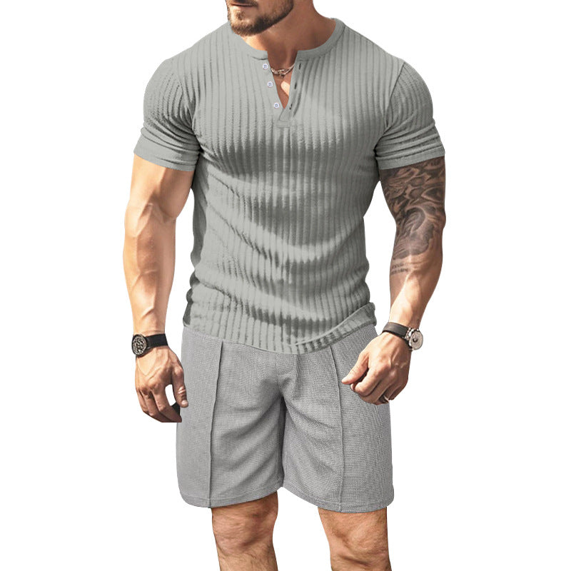 Herren Kurzarm T-Shirt Struktur Optik Berlin Style