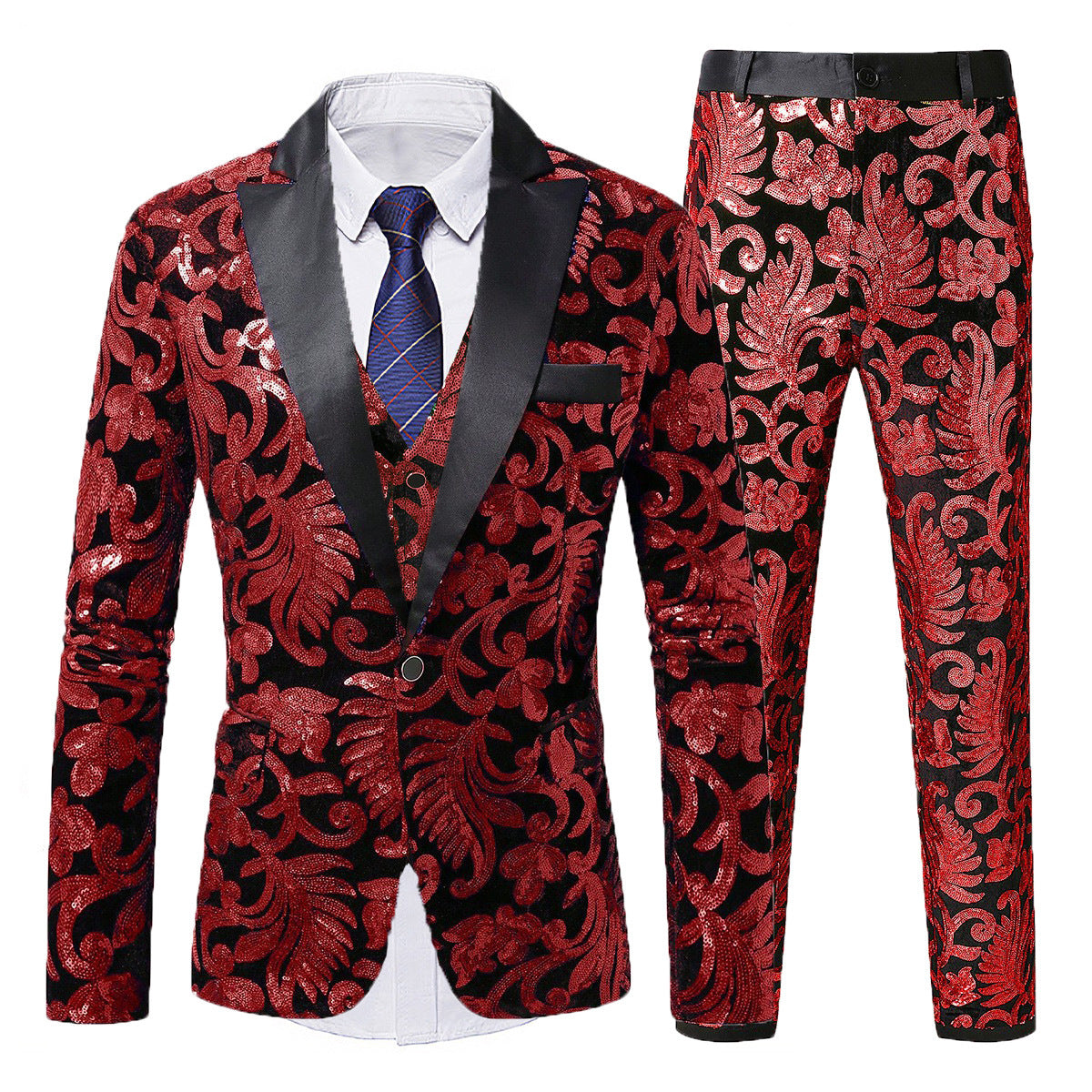 Herren Anzugset Elegant Pailletten Muster Berlin Style