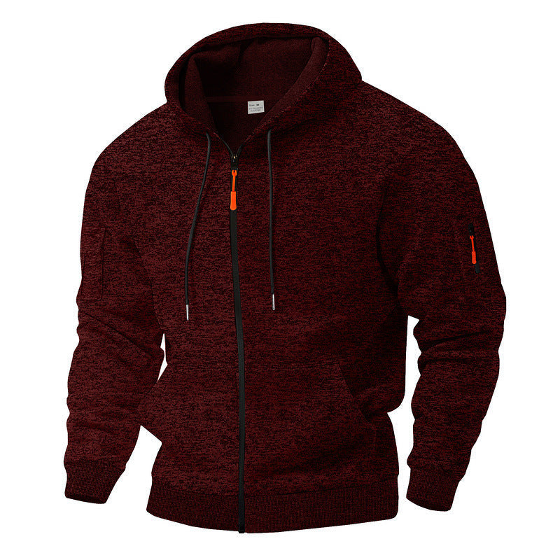 Herren Fleece Hoodie Sportlich mit Reißverschlusstaschen