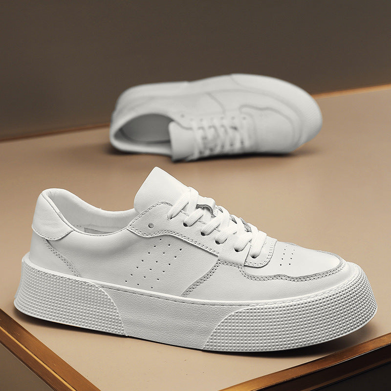 Damen Sneaker Hochwertig Leder Plattform Sohle Modisch