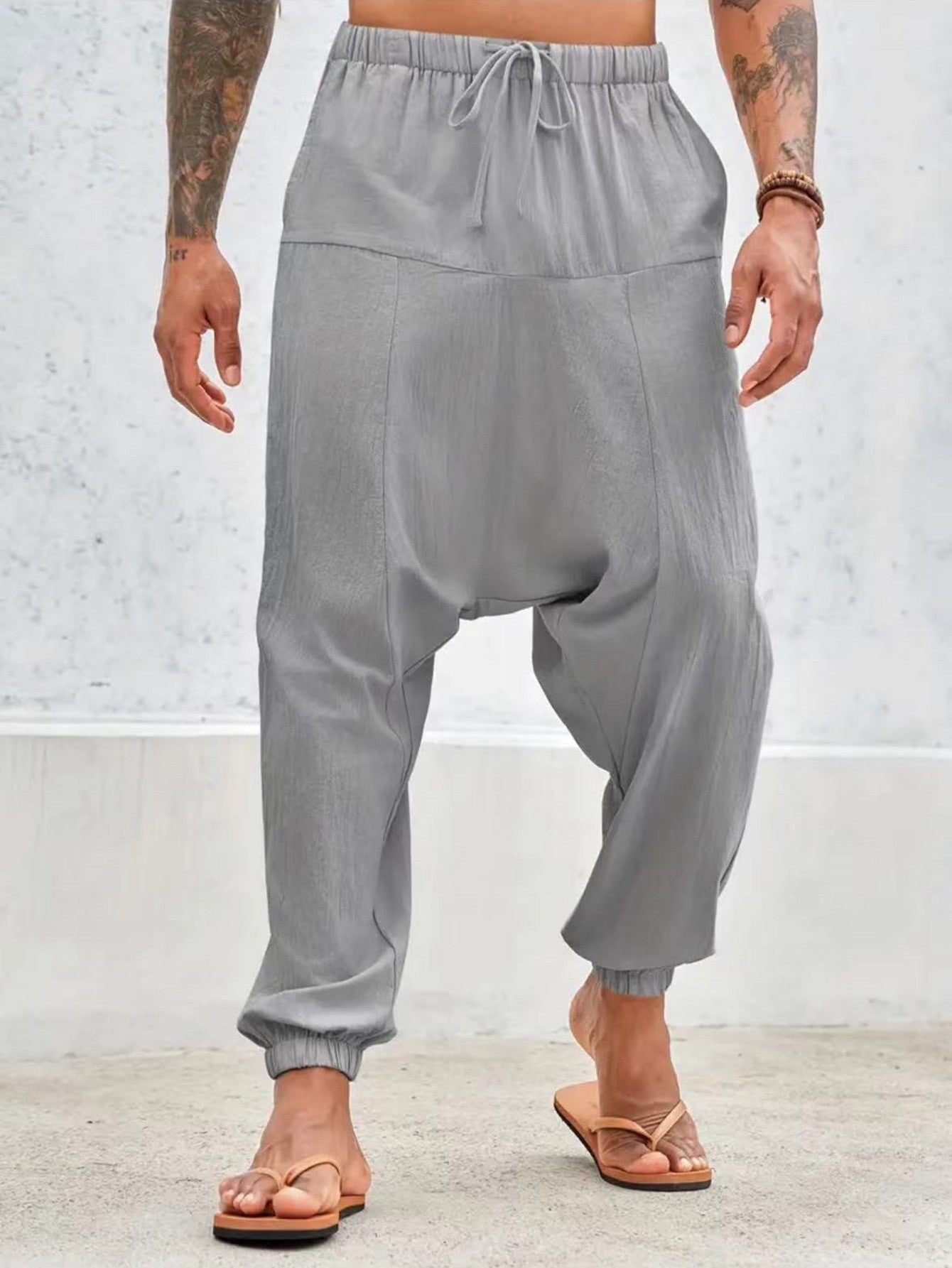 Bequeme Herren Haremshose Elastisch Mit Taschen