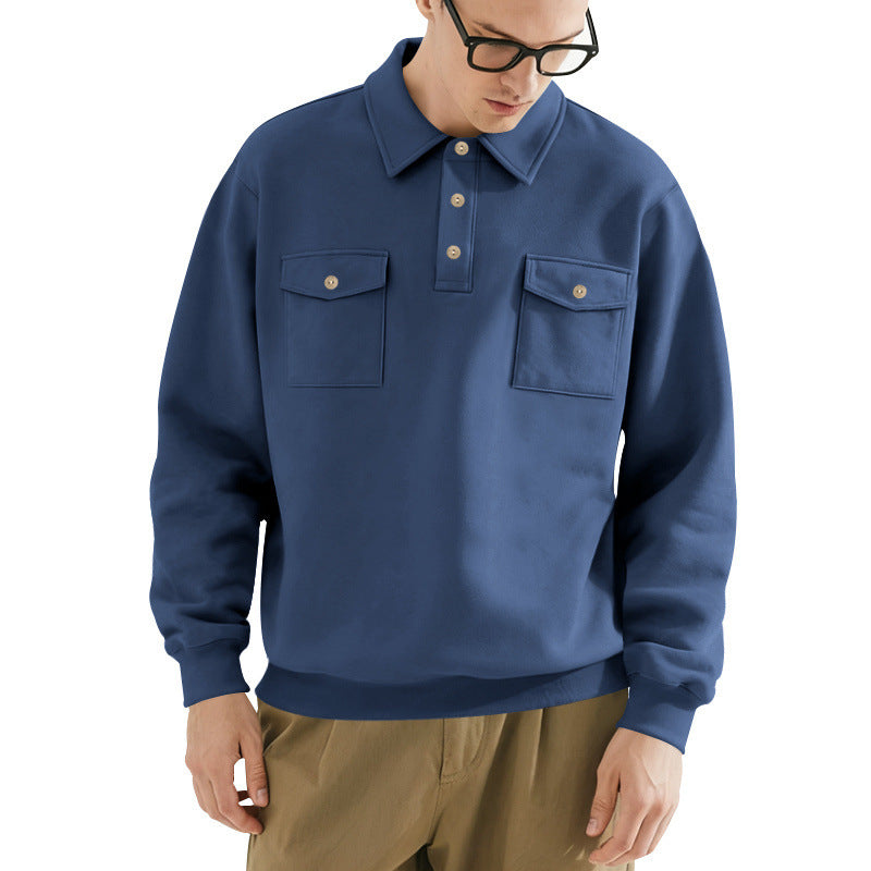 Herren Pullover Lässig Mit Pattentaschen Groß
