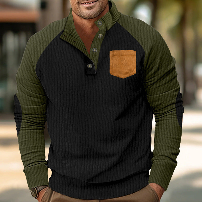 Herren Pullover Langarm Gemütlich Modern mit Kontrastdetails