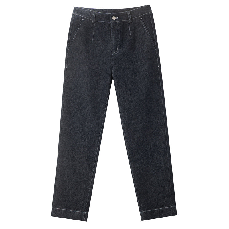 Damen Jeans Weite Bein Hochtaillierte Hosen Modern