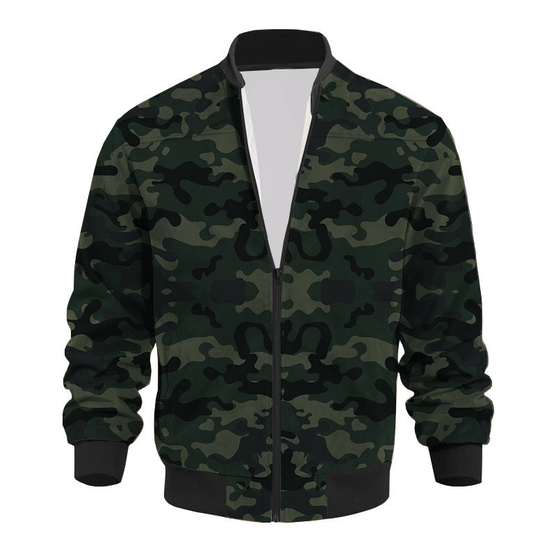 Herren Bomberjacke Camouflage Lässig Reißverschluss Taschen