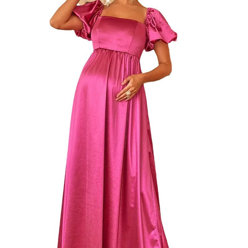 Damen Maxikleid mit Puffärmeln Sommerlang