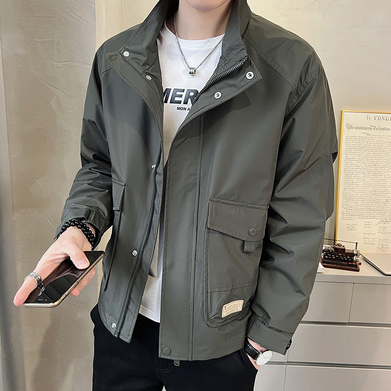 Herren Feldjacke Modern mit Taschen und Verstellbarem Kragen