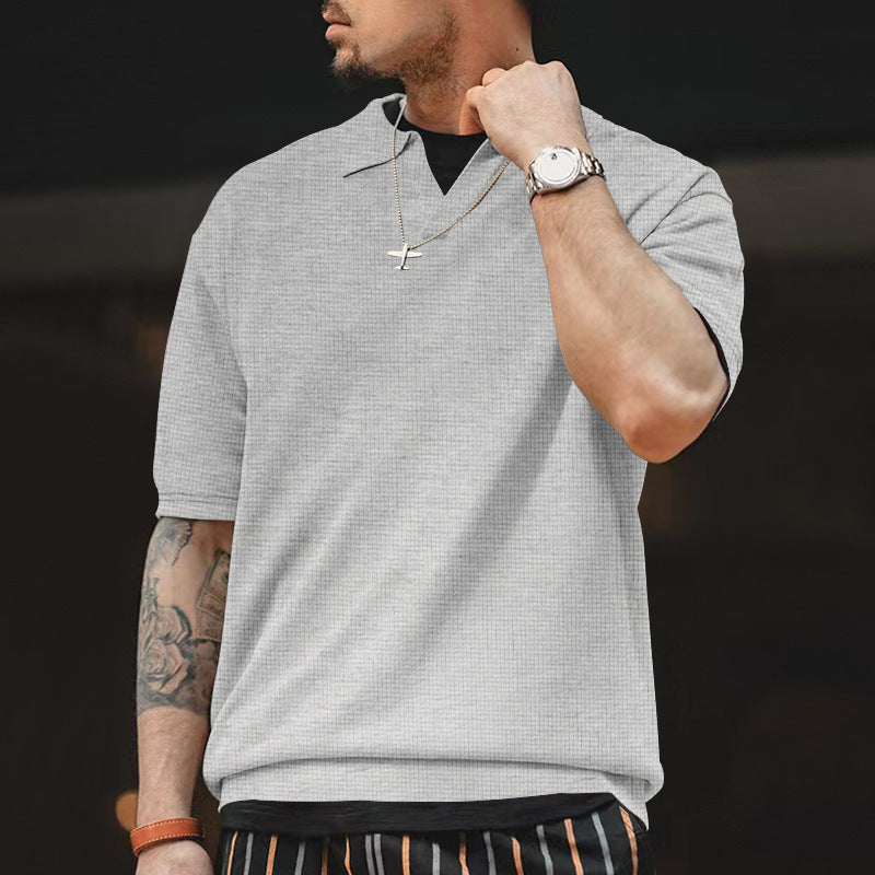 Herren Polohemd Modern Strukturiert Freizeit Style