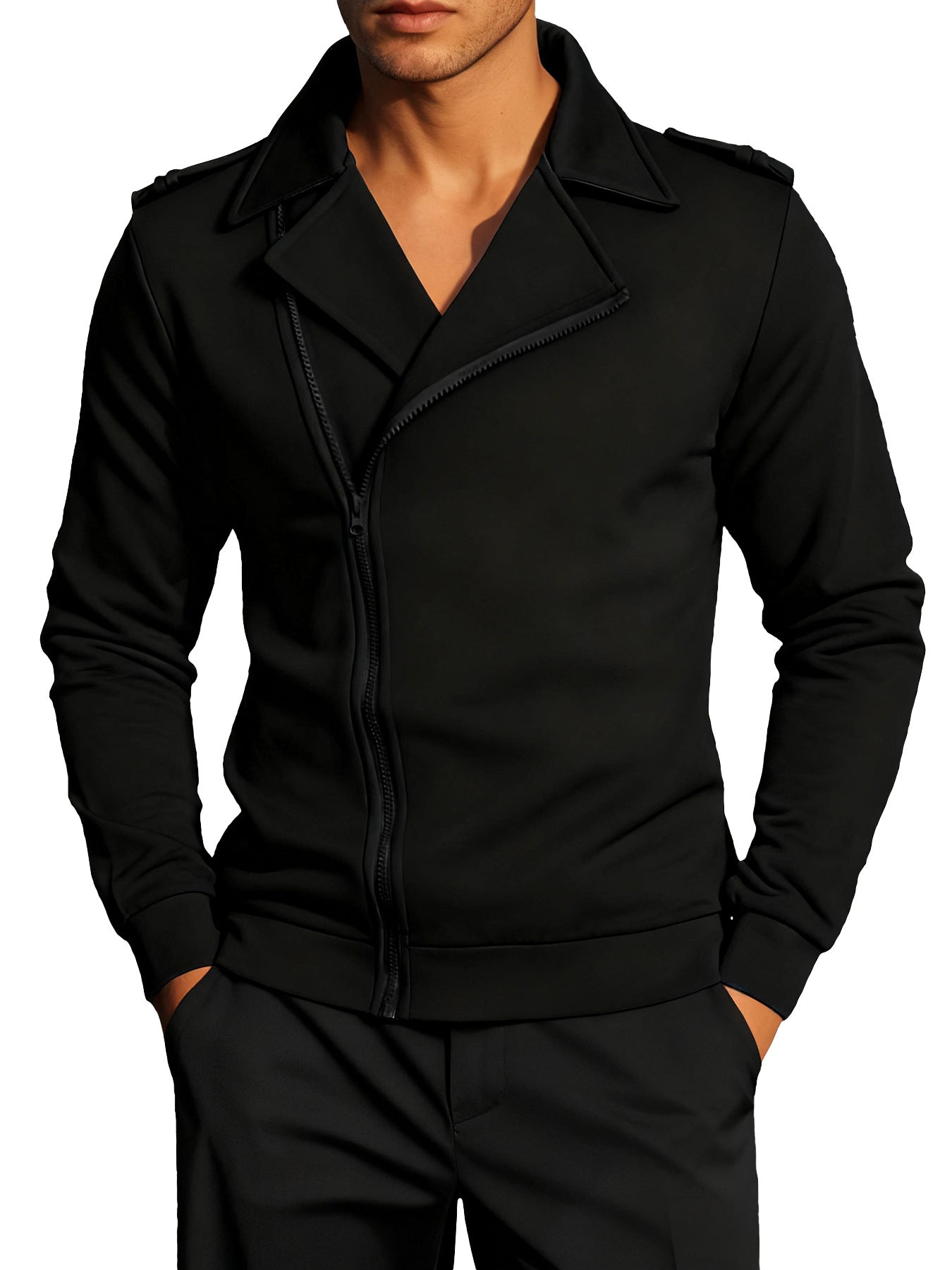 Lässige Herren Zipjacke Mit Kragen Modern
