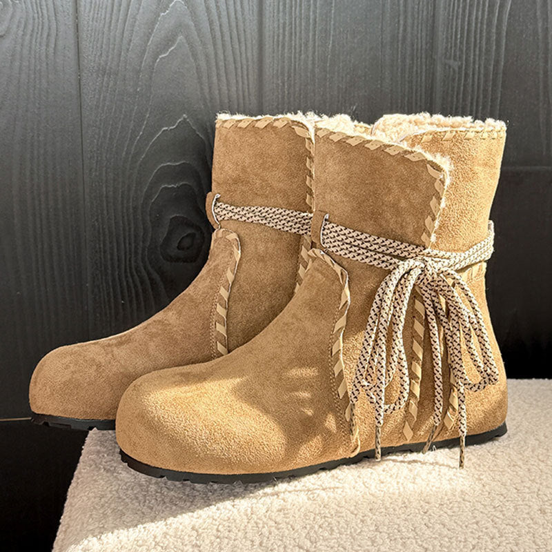 Damen Stiefel Kuschelig Warm mit Schnürsenkel Wintermodell