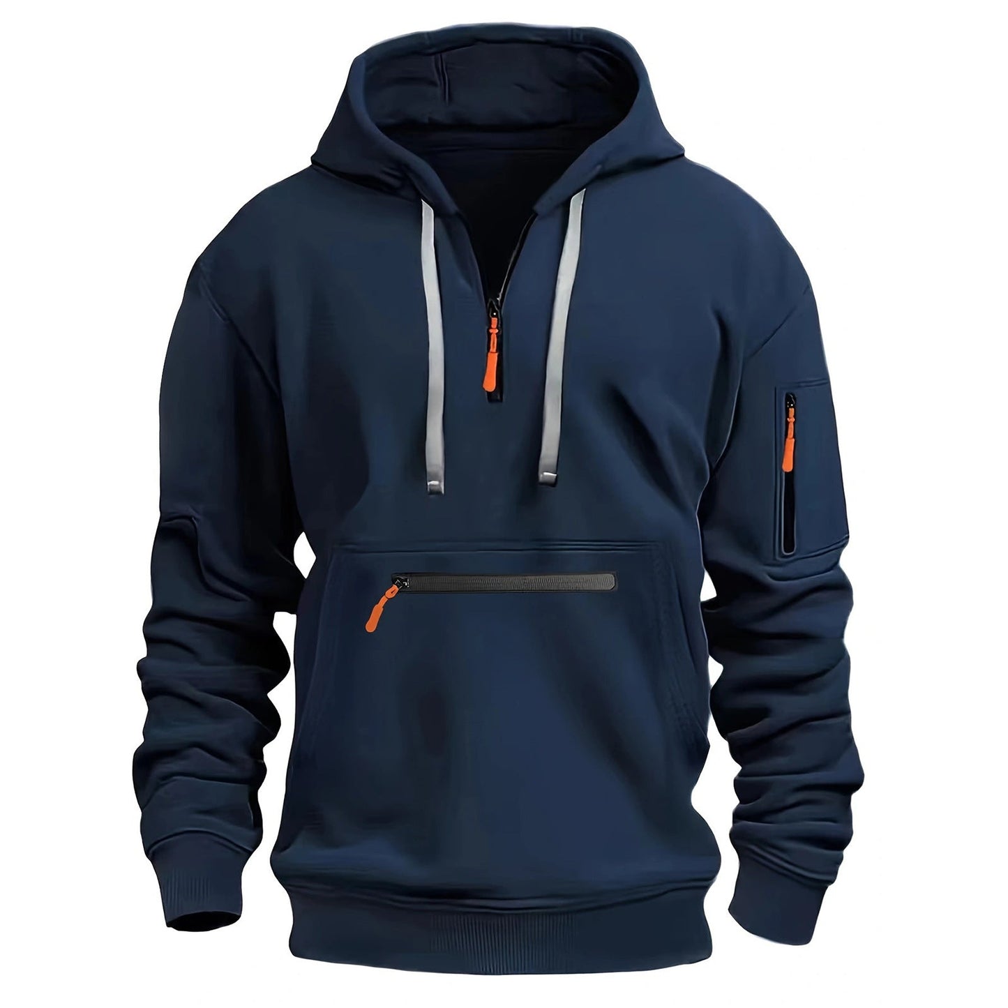 Herren Zip-Hoodie mit Reflektorstreifen und Vielzahl Taschen Sportlich