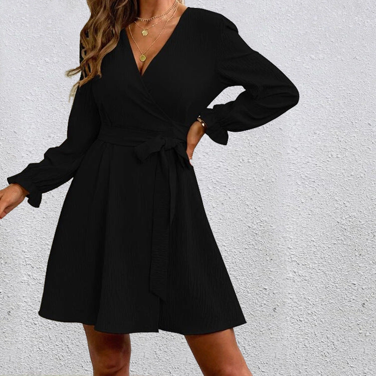 Damen Wickelkleid Voluminöse Ärmel Modern Heidi Chic