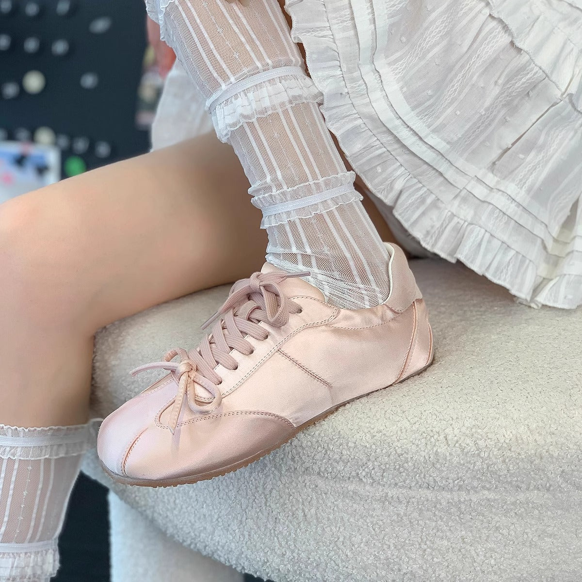 Damen Sneaker Sportlich Schnürsenkel Weiß Mode